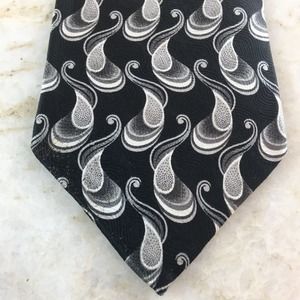 Daniel Hechter Silk Black and White Paisley Tie